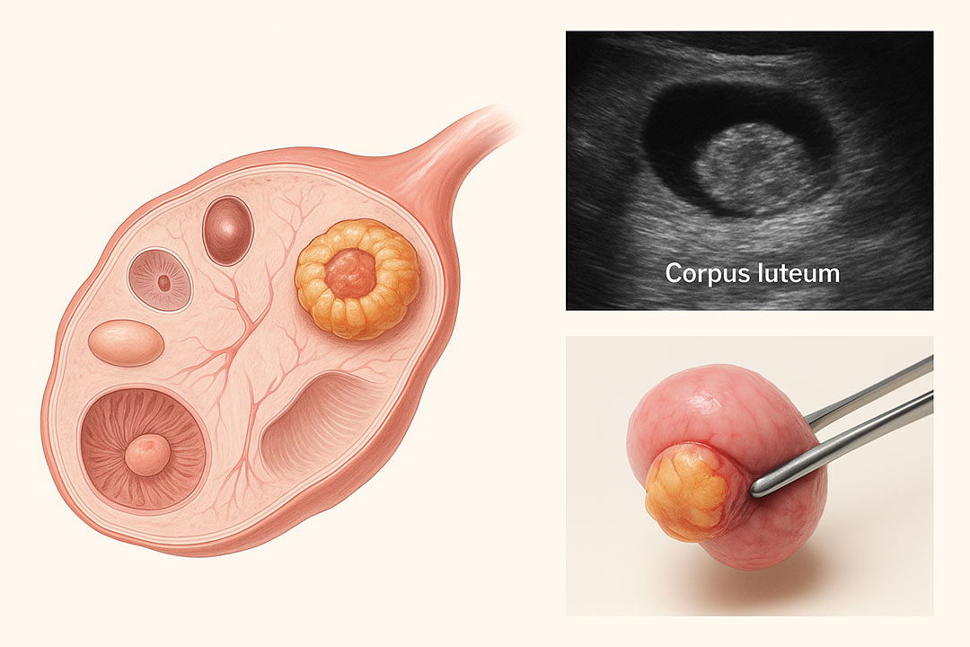 Imagen realista del cuerpo amarillo en el ovario